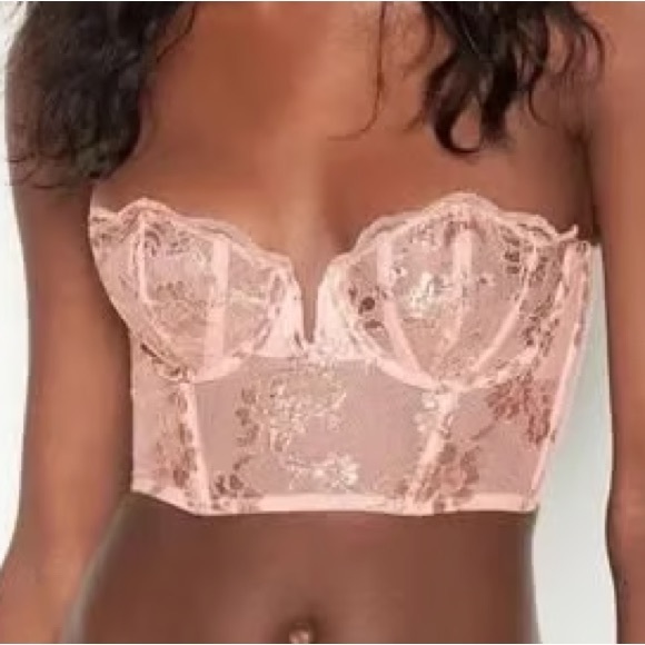 Victoria's Secret Other - Victoria’s secret Dream Angels Lace Scallop bustier floral corset top 32DD